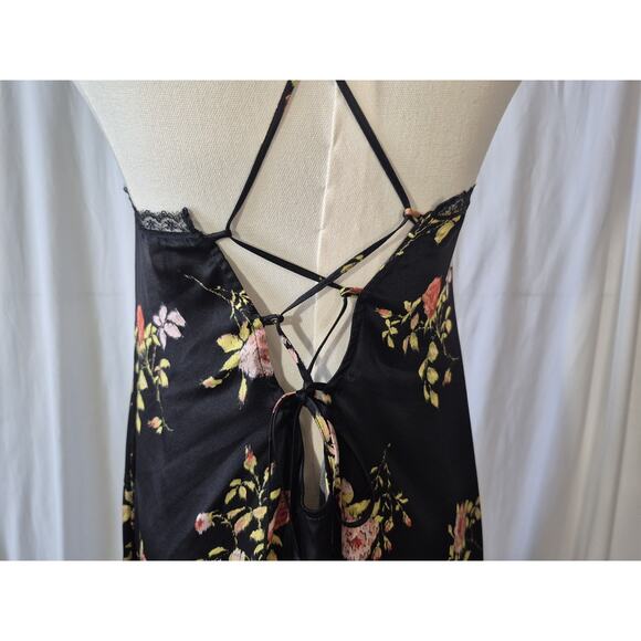 New R13 Womens Black Floral 100% Silk Lace Back Slip Midi Dress Small - Picture 10 of 13